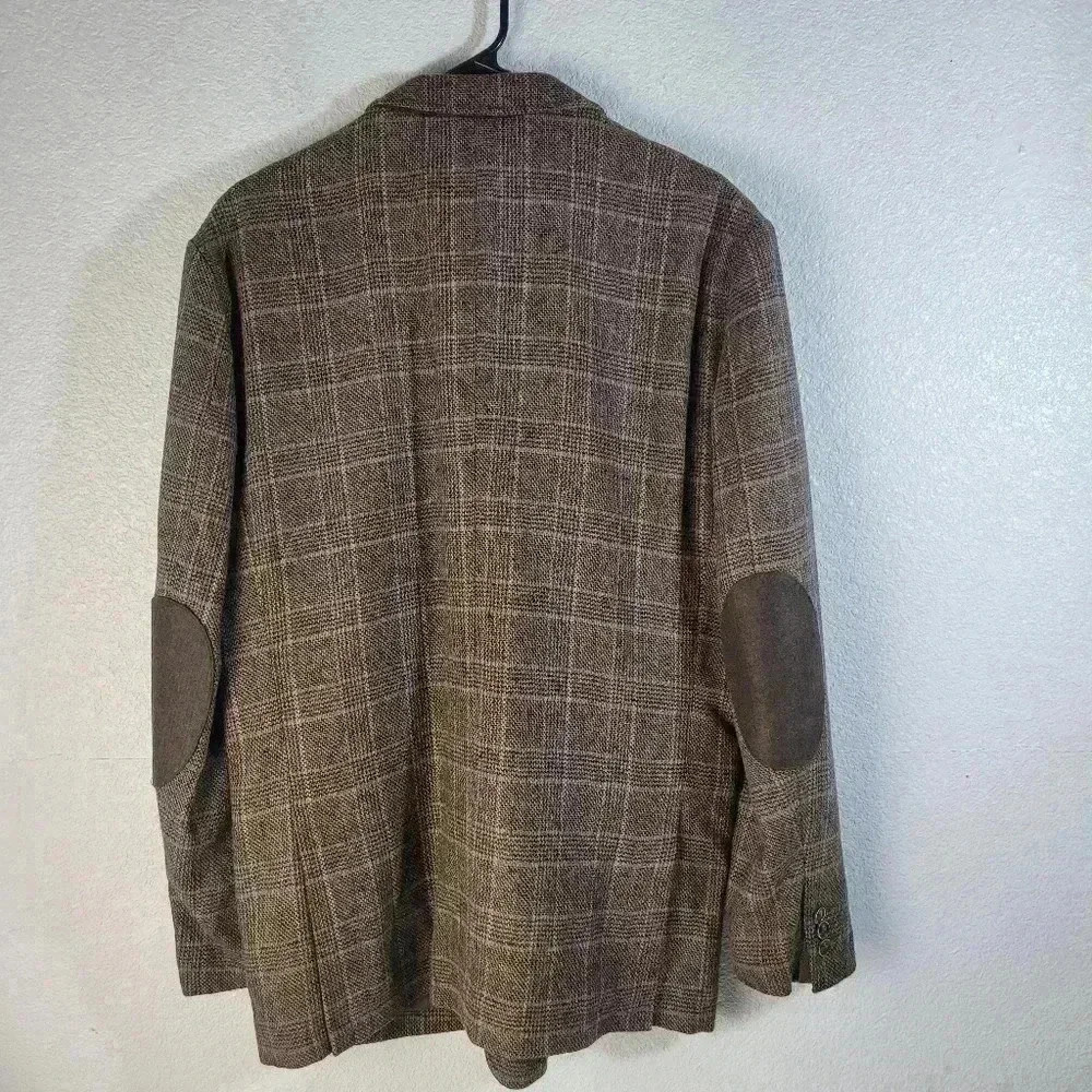 NWT Joe Joseph Abboud Sz L Wool Blend Brown 2 Button Blazer Elbow Patches - Picture 2 of 9